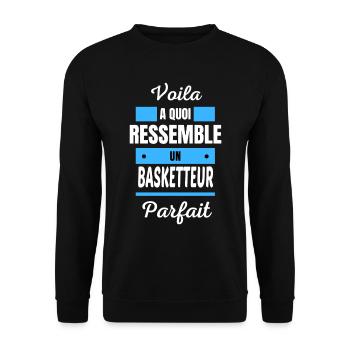 Voila a quoi ressemble un BASKETTEUR parfait - Sweat-shirt Unisexe - noir - Devant - Alina (178cm) & Michal (187cm)