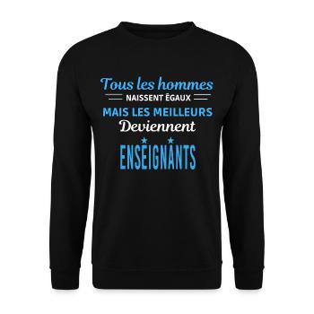 tous les hommes naissent égaux Enseignants - Sweat-shirt Unisexe - noir - Devant - Alina (178cm) & Michal (187cm)