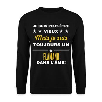 Je suis peut-être vieux FLAMAND - Sweat-shirt Unisexe - noir - Devant - Alina (178cm) & Michal (187cm)