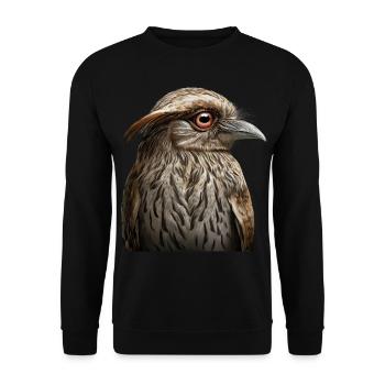 Potoo Vogel Illustration - Unisex Pullover - Schwarz - Vorne - Alina (178cm) & Michal (187cm)