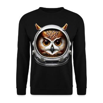 Hibou astronaute - Sweat-shirt Unisexe - noir - Devant - Alina (178cm) & Michal (187cm)