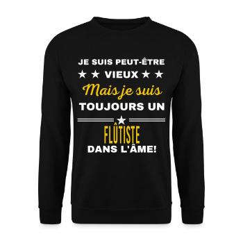 Je suis peut-être vieux FLÛTISTE - Sweat-shirt Unisexe - noir - Devant - Alina (178cm) & Michal (187cm)