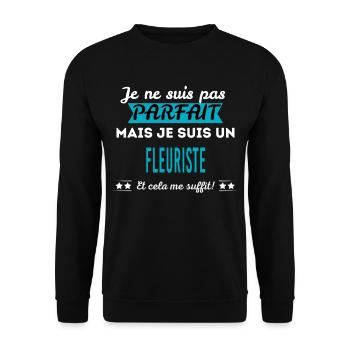 Je ne suis pas parfait FLEURISTE - Sweat-shirt Unisexe - noir - Devant - Alina (178cm) & Michal (187cm)