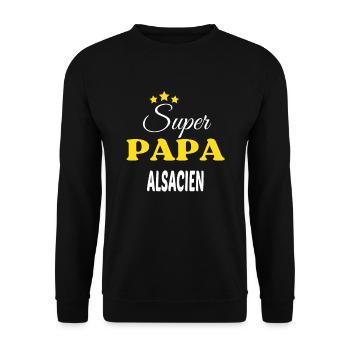 Super Papa ALSACIEN ANNIVERSAIRE - Sweat-shirt Unisexe - noir - Devant - Alina (178cm) & Michal (187cm)