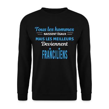tous les hommes naissent égaux Franciliens - Sweat-shirt Unisexe - noir - Devant - Alina (178cm) & Michal (187cm)