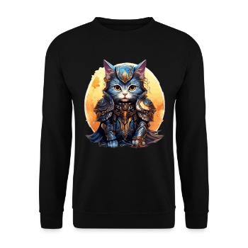 Cat in Knight Armor,Ai Gen - Unisex Sweatshirt - black - Front - Alina (178cm) & Michal (187cm)
