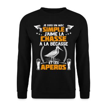 Bécasse Apéro Pour Chasseur - Sweat-shirt Unisexe - noir - Devant - Alina (178cm) & Michal (187cm)
