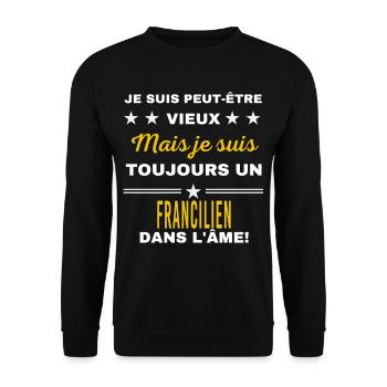 Je suis peut-être vieux FRANCILIEN - Sweat-shirt Unisexe - noir - Devant - Alina (178cm) & Michal (187cm)