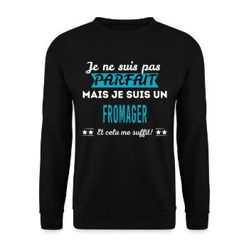 Je ne suis pas parfait FROMAGER - Sweat-shirt Unisexe - noir - Devant - Alina (178cm) & Michal (187cm)