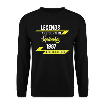 LEGENDS ARE BORN IN 1987 GEBURTSTAGSGESCHENK - Unisex Pullover - Schwarz - Vorne - Alina (178cm) & Michal (187cm)