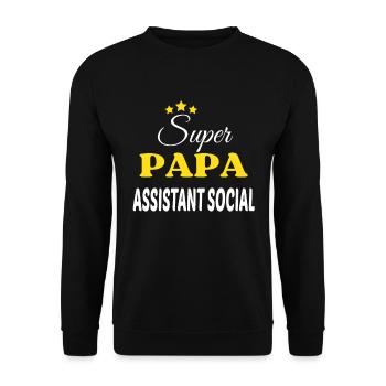 Super Papa ASSISTANT SOCIAL ANNIVERSAIRE - Sweat-shirt Unisexe - noir - Devant - Alina (178cm) & Michal (187cm)