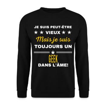 Je suis peut-être vieux GEEK - Sweat-shirt Unisexe - noir - Devant - Alina (178cm) & Michal (187cm)