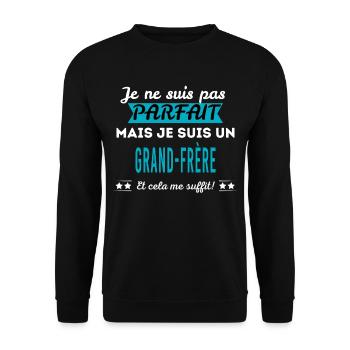 Je ne suis pas parfait GRAND-FRÈRE - Sweat-shirt Unisexe - noir - Devant - Alina (178cm) & Michal (187cm)