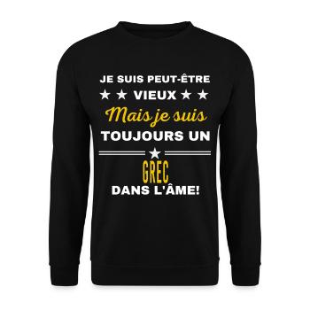 Je suis peut-être vieux GREC - Sweat-shirt Unisexe - noir - Devant - Alina (178cm) & Michal (187cm)