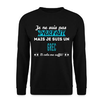Je ne suis pas parfait GREC - Sweat-shirt Unisexe - noir - Devant - Alina (178cm) & Michal (187cm)