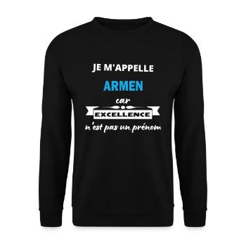 Je m'appelle excellence Armen - Sweat-shirt Unisexe - noir - Devant - Alina (178cm) & Michal (187cm)