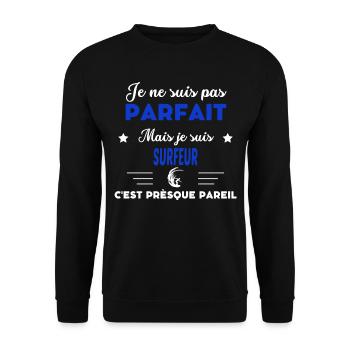 je ne suis pas parfait - idée de cadeau surfeur - Sweat-shirt Unisexe - noir - Devant - Alina (178cm) & Michal (187cm)