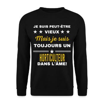Je suis peut-être vieux HORTICULTEUR - Sweat-shirt Unisexe - noir - Devant - Alina (178cm) & Michal (187cm)