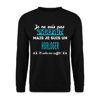 Je ne suis pas parfait HORLOGER - Sweat-shirt Unisexe - noir - Devant - Alina (178cm) & Michal (187cm)