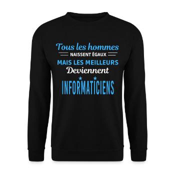 tous les hommes naissent égaux Informaticiens - Sweat-shirt Unisexe - noir - Devant - Alina (178cm) & Michal (187cm)