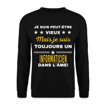 Je suis peut-être vieux INFORMATICIEN - Sweat-shirt Unisexe - noir - Devant - Alina (178cm) & Michal (187cm)