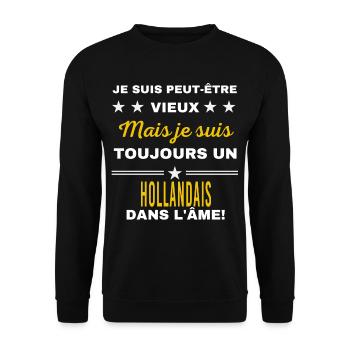 Je suis peut-être vieux HOLLANDAIS - Sweat-shirt Unisexe - noir - Devant - Alina (178cm) & Michal (187cm)