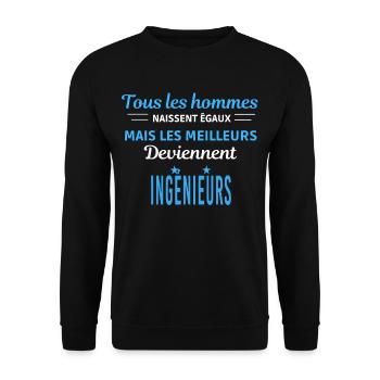 tous les hommes naissent égaux Ingénieurs - Sweat-shirt Unisexe - noir - Devant - Alina (178cm) & Michal (187cm)