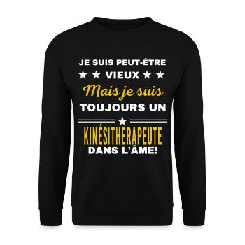 Je suis peut-être vieux KINÉSITHERAPEUTE - Sweat-shirt Unisexe - noir - Devant - Alina (178cm) & Michal (187cm)
