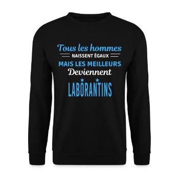 tous les hommes naissent égaux Laborantins - Sweat-shirt Unisexe - noir - Devant - Alina (178cm) & Michal (187cm)