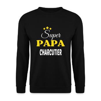 Super Papa CHARCUTIER ANNIVERSAIRE - Sweat-shirt Unisexe - noir - Devant - Alina (178cm) & Michal (187cm)