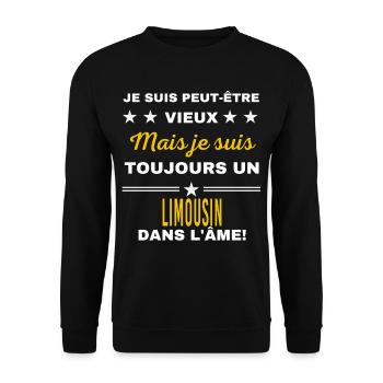 Je suis peut-être vieux LIMOUSIN - Sweat-shirt Unisexe - noir - Devant - Alina (178cm) & Michal (187cm)
