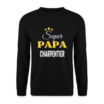 Super Papa CHARPENTIER ANNIVERSAIRE - Sweat-shirt Unisexe - noir - Devant - Alina (178cm) & Michal (187cm)