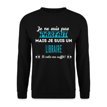 Je ne suis pas parfait LIBRAIRE - Sweat-shirt Unisexe - noir - Devant - Alina (178cm) & Michal (187cm)