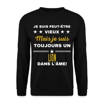 Je suis peut-être vieux LION - Sweat-shirt Unisexe - noir - Devant - Alina (178cm) & Michal (187cm)