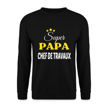 Super Papa CHEF DE TRAVAUX ANNIVERSAIRE - Sweat-shirt Unisexe - noir - Devant - Alina (178cm) & Michal (187cm)