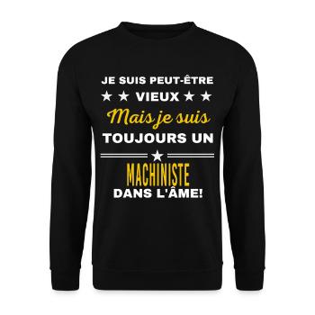 Je suis peut-être vieux MACHINISTE - Sweat-shirt Unisexe - noir - Devant - Alina (178cm) & Michal (187cm)