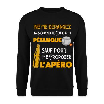 Pétanque Apéro Bière Pour Papy - Sweat-shirt Unisexe - noir - Devant - Alina (178cm) & Michal (187cm)