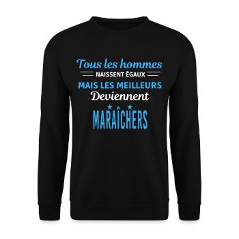 tous les hommes naissent égaux Maraîchers - Sweat-shirt Unisexe - noir - Devant - Alina (178cm) & Michal (187cm)