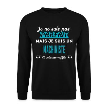 Je ne suis pas parfait MACHINISTE - Sweat-shirt Unisexe - noir - Devant - Alina (178cm) & Michal (187cm)