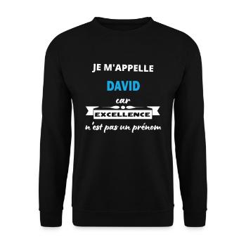 Je m'appelle excellence David - Sweat-shirt Unisexe - noir - Devant - Alina (178cm) & Michal (187cm)
