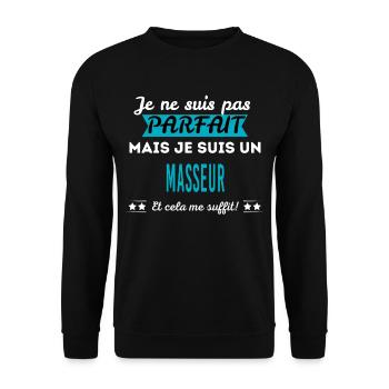 Je ne suis pas parfait MASSEUR - Sweat-shirt Unisexe - noir - Devant - Alina (178cm) & Michal (187cm)