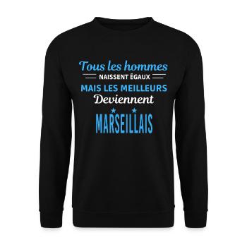 tous les hommes naissent égaux Marseillais - Sweat-shirt Unisexe - noir - Devant - Alina (178cm) & Michal (187cm)