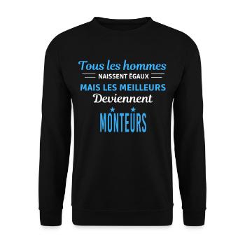 tous les hommes naissent égaux Monteurs - Sweat-shirt Unisexe - noir - Devant - Alina (178cm) & Michal (187cm)