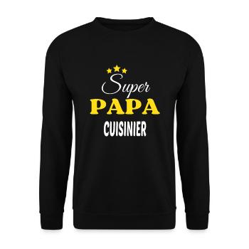 Super Papa CUISINIER ANNIVERSAIRE - Sweat-shirt Unisexe - noir - Devant - Alina (178cm) & Michal (187cm)