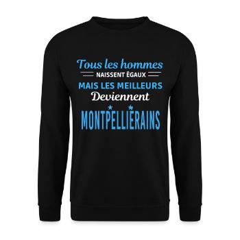 tous les hommes naissent égaux Montpelliérains - Sweat-shirt Unisexe - noir - Devant - Alina (178cm) & Michal (187cm)