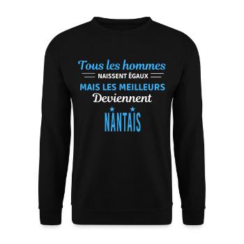 tous les hommes naissent égaux Nantais - Sweat-shirt Unisexe - noir - Devant - Alina (178cm) & Michal (187cm)