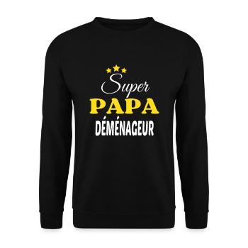 Super Papa DÉMÉNAGEUR ANNIVERSAIRE - Sweat-shirt Unisexe - noir - Devant - Alina (178cm) & Michal (187cm)