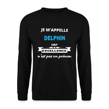 Je m'appelle excellence Delphin - Sweat-shirt Unisexe - noir - Devant - Alina (178cm) & Michal (187cm)