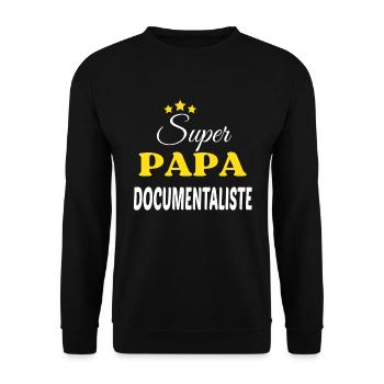 Super Papa DOCUMENTALISTE ANNIVERSAIRE - Sweat-shirt Unisexe - noir - Devant - Alina (178cm) & Michal (187cm)