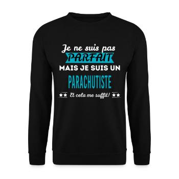 Je ne suis pas parfait PARACHUTISTE - Sweat-shirt Unisexe - noir - Devant - Alina (178cm) & Michal (187cm)